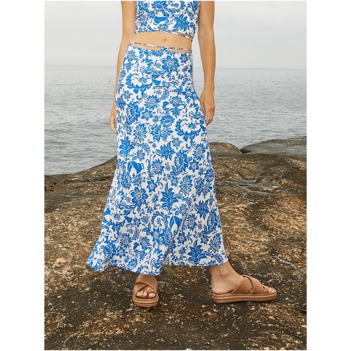 Sofia Midi Skirt in Palm Flora