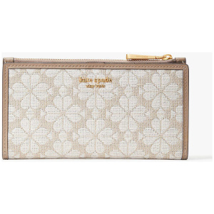 Spade Flower Jacquard Zip Slim Wallet