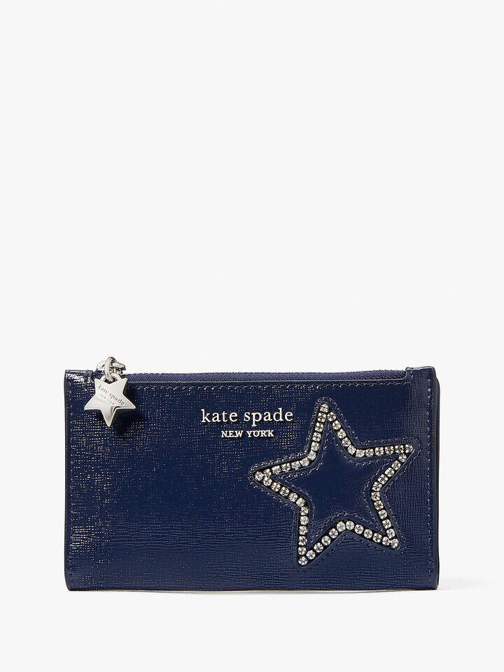 Starlight Patent Saffiano Leather Small Slim Bifold Wallet