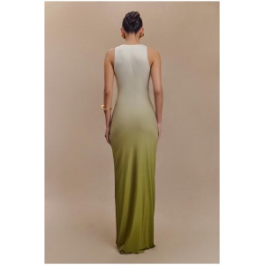 Stella Draped Slinky Maxi Dress - Ombre Vintage Olive