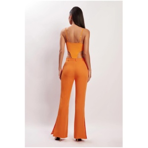 Steph Cut Out Bodysuit With Hardware - Tangerine