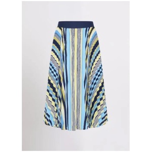 Stripe Season Pleat Midi Skirt