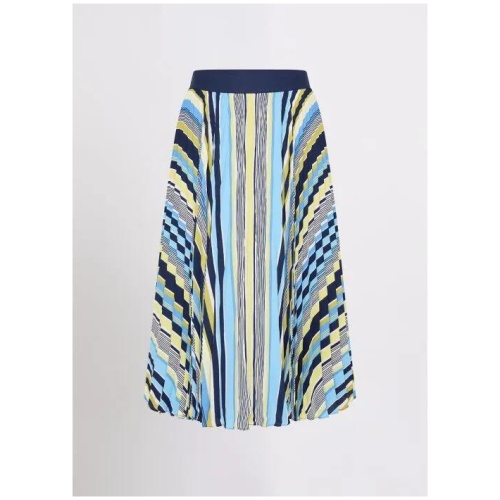 Stripe Season Pleat Midi Skirt