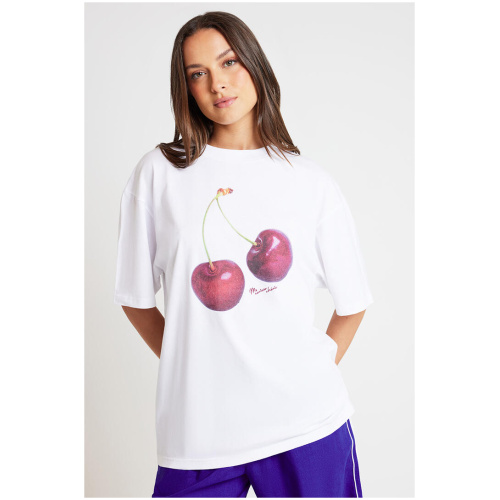 Stylerunner Cherry Oversized Tee Bright White