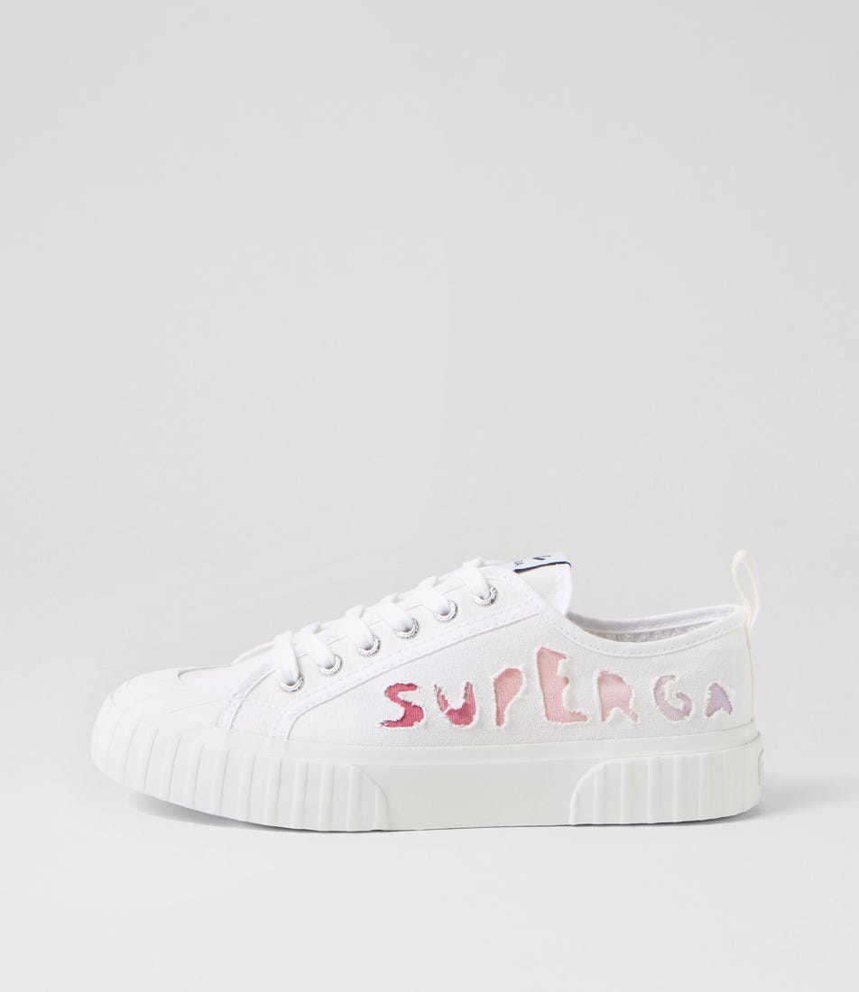 Superga 2630 Ripped Logo S9 White Shaded Canvas White Shaded Sneakers Womens Shoes Casual Casual Sneakers