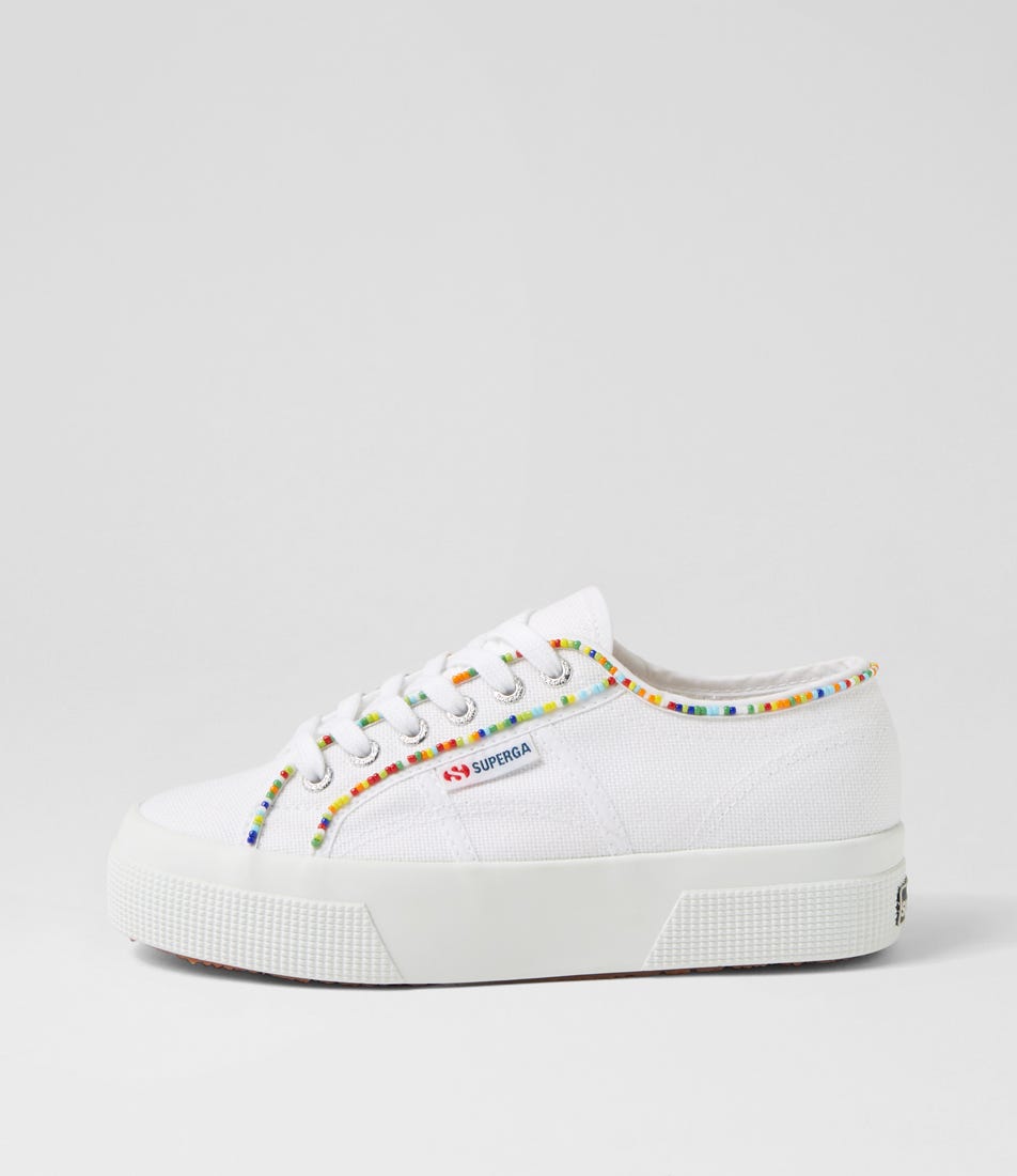 Superga 2740 Multicolor Beads S9 White Multi Canvas White Multi Sneakers Womens Shoes Casual Casual Sneakers