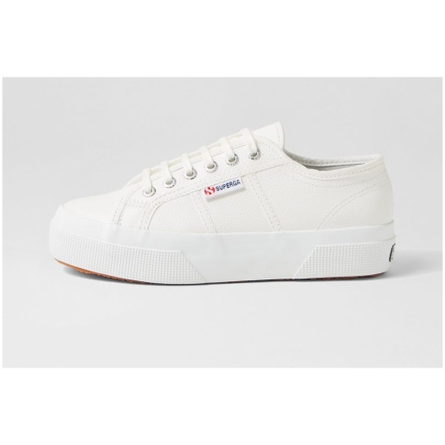 Superga 2740 Platform Tumbled Lea S9 White Leather White Sneakers Womens Shoes Casual Casual Sneakers