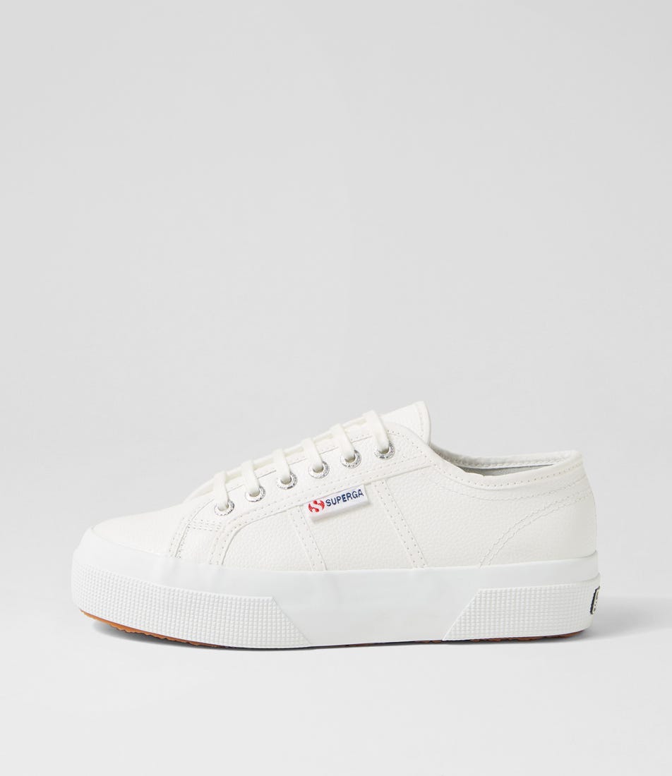 Superga 2740 Platform Tumbled Lea S9 White Leather White Sneakers Womens Shoes Casual Casual Sneakers