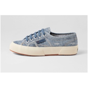 Superga 2750 Cotton Denim Detroyed S9 Blue Dust Beige Canvas Blue Dust Beige Sneakers Womens Shoes Casual Casual Sneakers