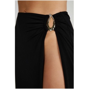 Suri Slinky Maxi Skirt With Gold Hardware - Black