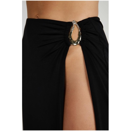 Suri Slinky Maxi Skirt With Gold Hardware - Black