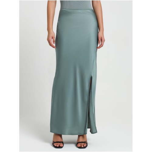 Suvi Satin Maxi Skirt in Seafoam