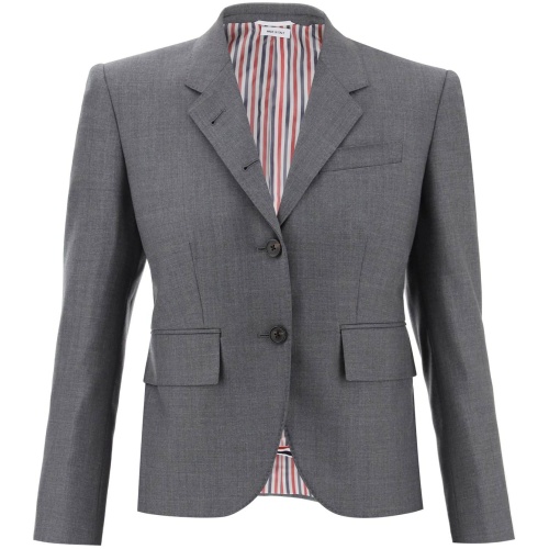 THOM BROWNE single-breasted cropped jacket in 120's wool