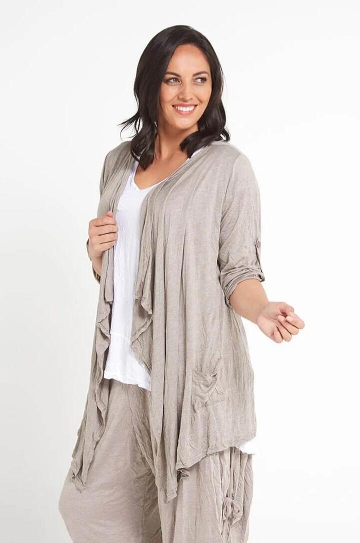 Teegan Crush Cardigan - Oatmeal - L/XL