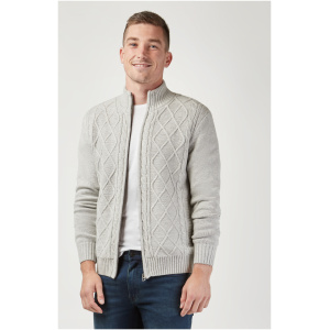 Theodore Sherpa Lined Cable Jacket Grey Marle