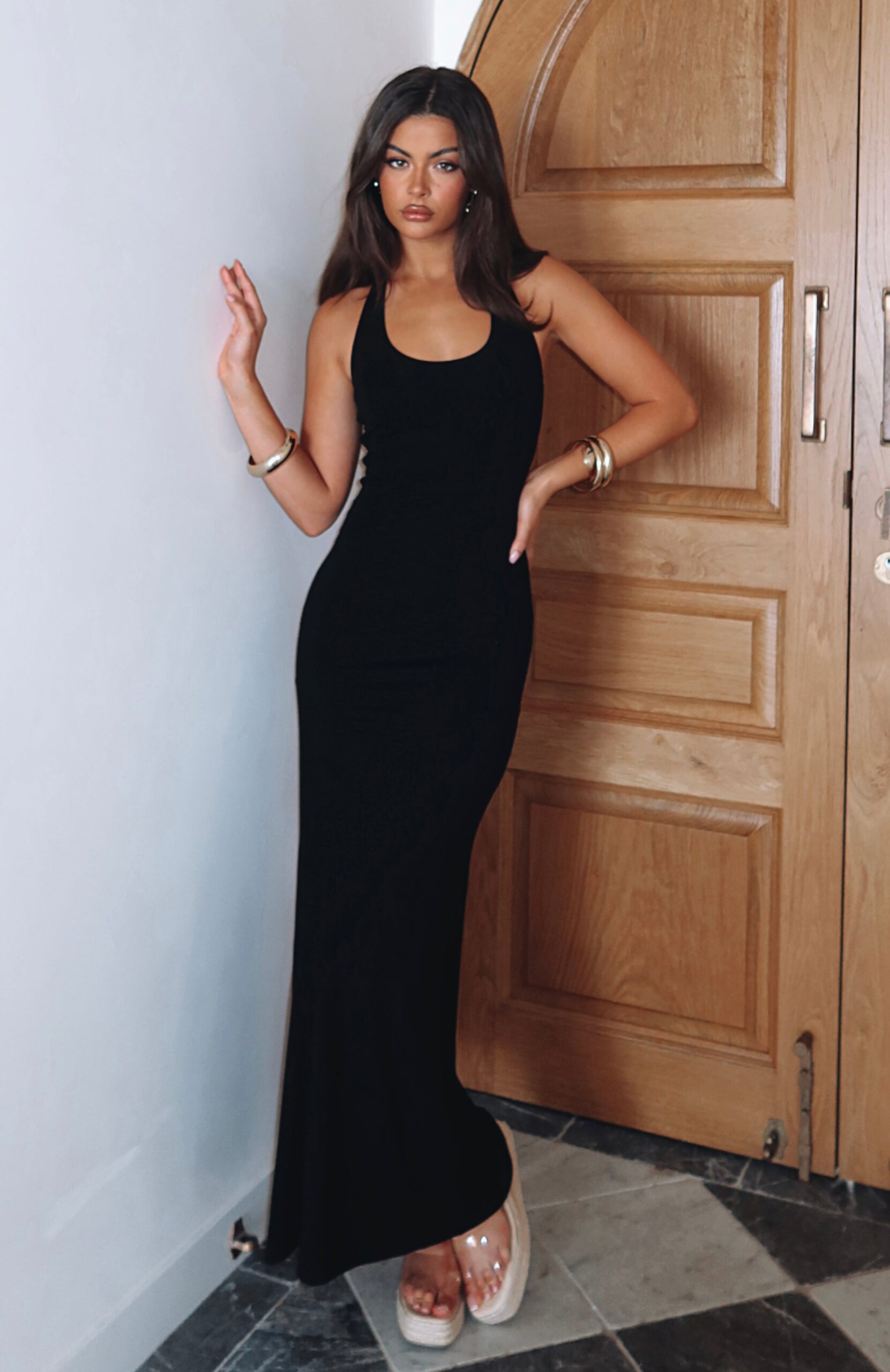 Took A Chance Halter Maxi Dress Black