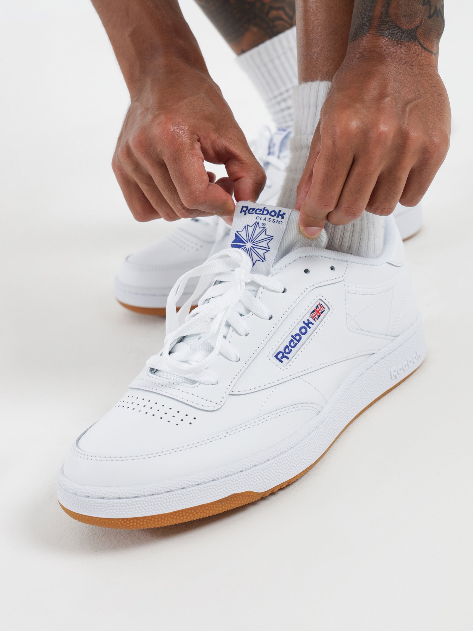 Unisex Club C 85 Sneakers in White & Blue