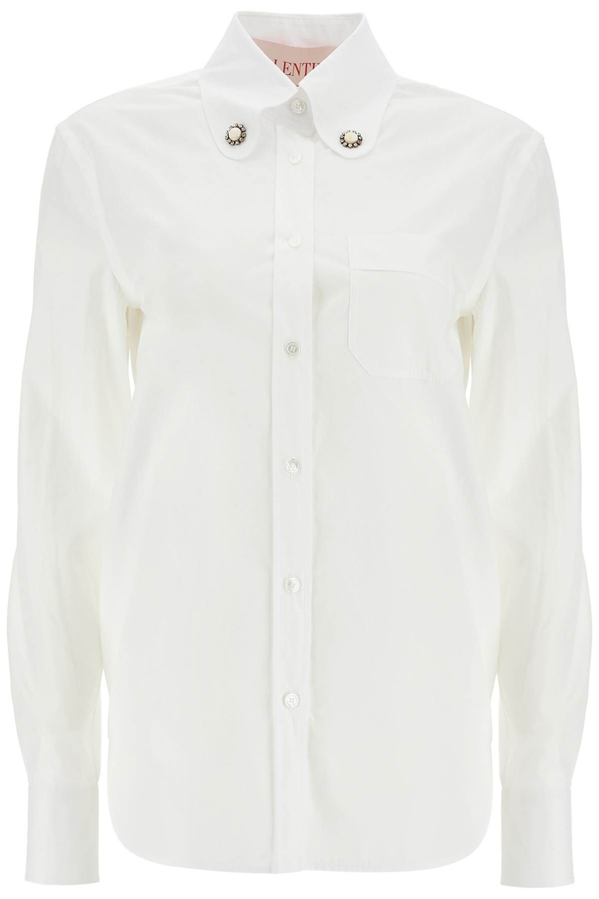 VALENTINO GARAVANI structured collar white optical long sleeve cotton shirt