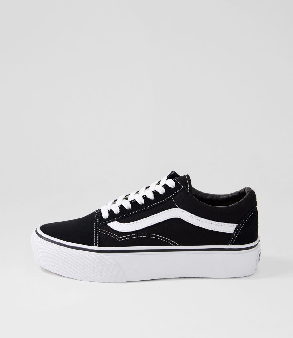 Vans Old Skool Platform W Vn Black White Suede Canvas Black White Sneakers Womens Shoes Casual Casual Sneakers