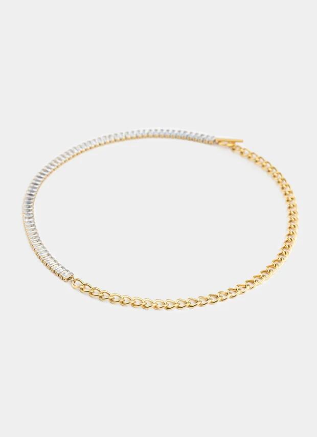 Vendetta Bar And Clasp Double Necklace - 18k Gold Plated in Gold