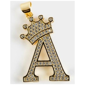 Vendetta Crown Letter A Pendant - 18k Gold Plated in Gold