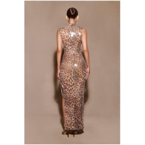 Veronica Sequin Midi Dress - Leopard Print