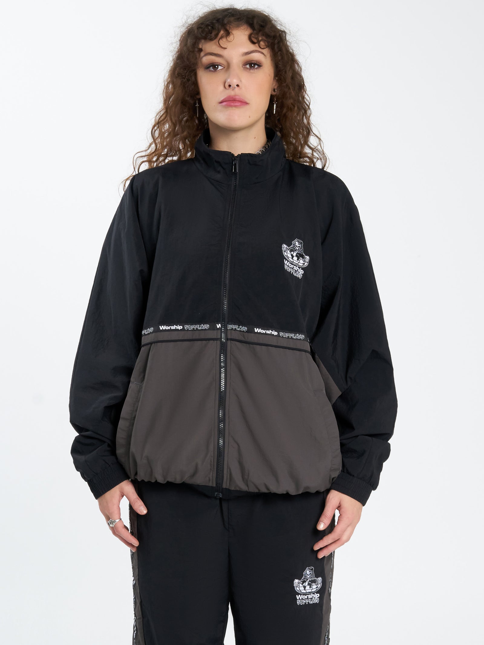 Win Win Crushed Nylon Track Jacket