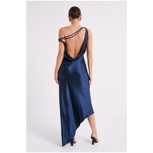 Yvette Slip Maxi Dress With Asymmetrical Hem - Navy