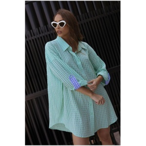 Alexandra Sale Women's IZZY Dress Chequer Green L Long Sleeves Mini Dresses Afterpay Available