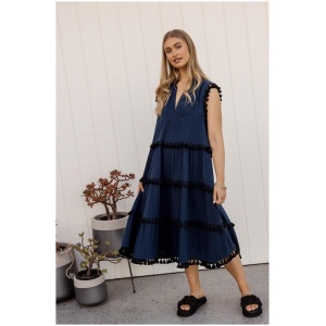 Alexandra Sale Women's LABRYNTH Dress Navy Navy / XXS Cotton Midi Dresses Afterpay Available