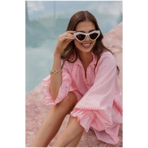 Alexandra Sale Women's LYCIUM Dress Peach Stripe Peach / XS Polyester, Cotton Mini Dresses Afterpay Available