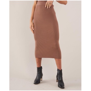 Amelius Sale | Women's Afina Knit Skirt | Cocoa | L | Viscose Skirts | Afterpay Available