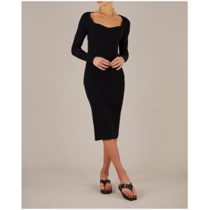 Amelius Sale Women's Aura Knit Dress Black L Viscose Midi Dresses Afterpay Available