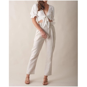 Amelius Sale | Women's Azure Linen Pant | Natural | 8 | Linen Pants | Afterpay Available