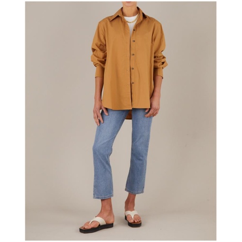 Amelius Sale | Women's Blythe Collared Shirt | Camel | S/M | NA Shirts | Afterpay Available