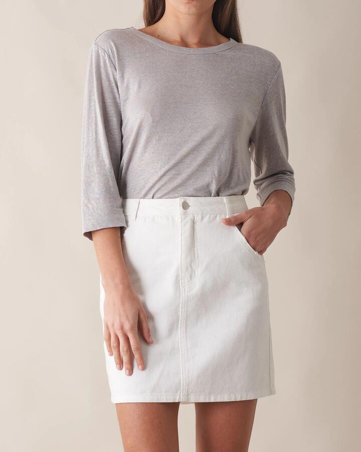 Amelius Sale | Women's Bronte Linen Jersey Top | Grey | M | Linen T-Shirts & Singlets | Afterpay Available