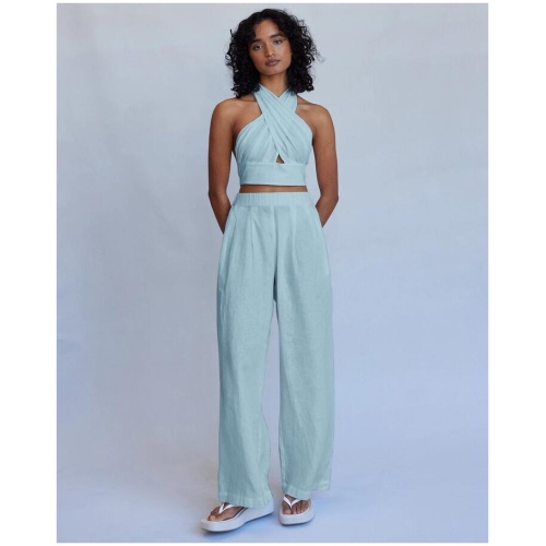 Amelius Sale | Women's Cancun Linen Pant | Duckegg Blue | M | Linen Pants | Afterpay Available