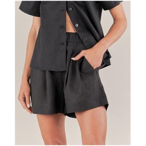 Amelius Sale | Women's Cancun Linen Short | Black | S | Linen Shorts | Afterpay Available