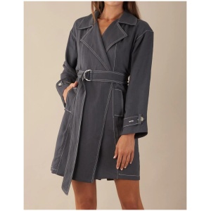 Amelius Sale Women's Elvie Linen Trench Jacket Evening Blue 10 Tencel Mini Dresses Afterpay Available