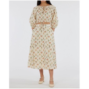 Amelius Sale | Women's Jardin Belted Linen Midi Skirt | Multi / 8 | Cotton Skirts | Afterpay Available