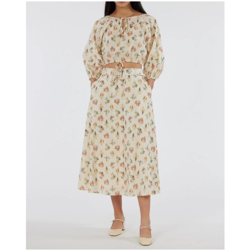 Amelius Sale | Women's Jardin Belted Linen Midi Skirt | Multi / 8 | Cotton Skirts | Afterpay Available