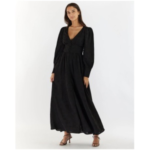 Amelius Sale Women's Loren Linen Jacquard Maxi Dress Nero 14 Linen Maxi Dresses Afterpay Available