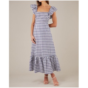 Amelius Sale Women's Mallee Gingham Dress Navy / 8 Linen Maxi Dresses Afterpay Available