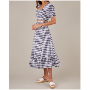 Amelius Sale | Women's Mallee Gingham Skirt | Navy / 6 | Linen Skirts | Afterpay Available