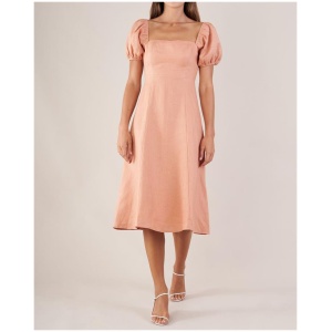 Amelius Sale Women's Muse Linen Dress Apricot 8 Linen Midi Dresses Afterpay Available