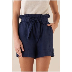 Amelius Sale | Women's Sahara Linen Shorts | Navy | Navy / 6 | Linen Shorts | Afterpay Available