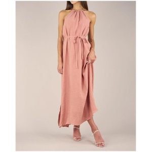 Amelius Sale Women's Saloma Linen Halter Dress Rosewood S Linen Maxi Dresses Afterpay Available