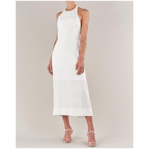 Amelius Sale Women's Santa Cruz Linen Halterneck Dress White 8 Linen Midi Dresses Afterpay Available