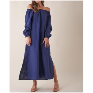 Amelius Sale Women's Tala Linen Maxi Dress Navy Navy / S Linen Maxi Dresses Afterpay Available