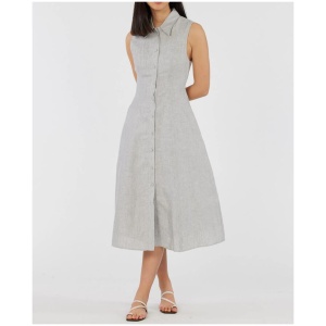 Amelius Sale Women's Vento Linen Dress Cloud 14 Linen Midi Dresses Afterpay Available